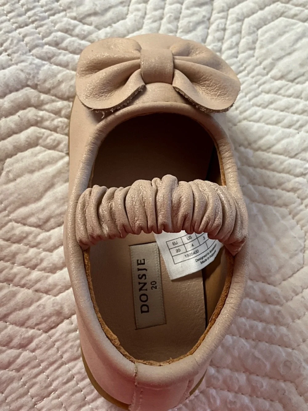 Donsje Baby Sylah Ballerinas Mary Jane Dress Shoes Powder Pink Nubuck Sz 4 EU 20
